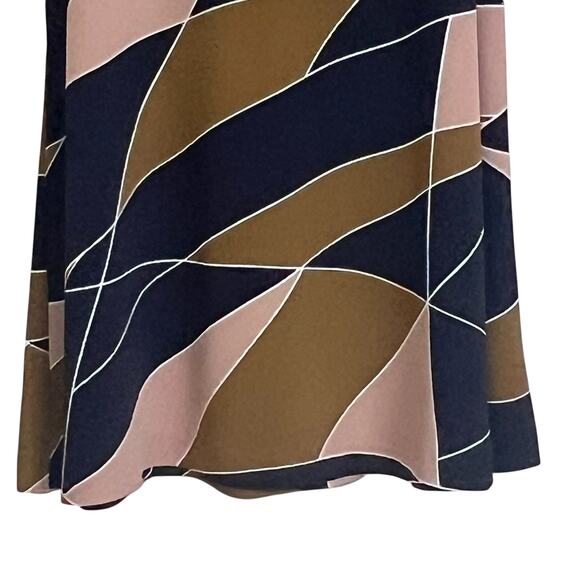 Ann Taylor Modern Geo Tie Waist A-Line Dress Color Block Size 8P Career Office - Picture 6 of 13